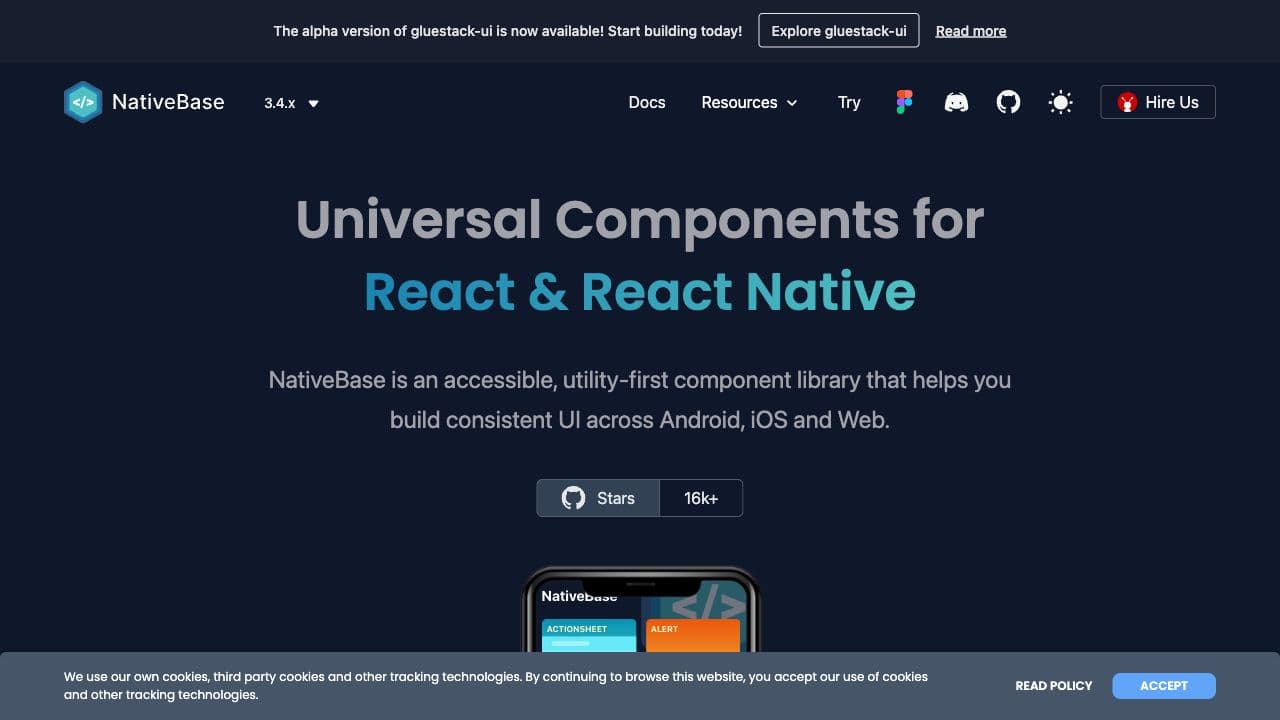 Screenshot of NativeBase